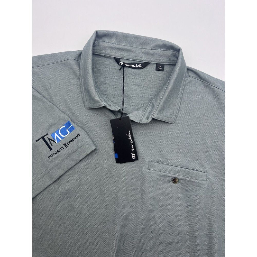 Travis Mathew Polo Shirt Men's XL Sunsetters Pocket‎ Golf Green Heather NWT